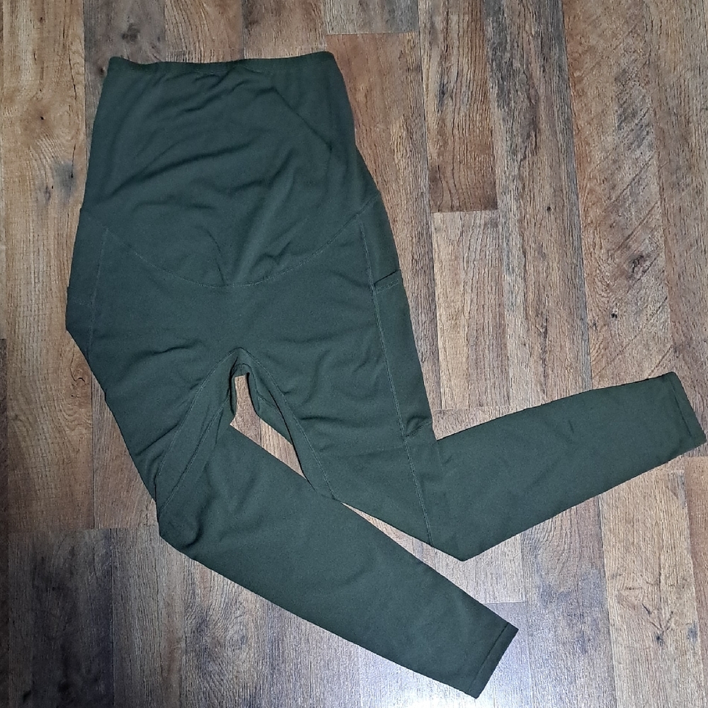 Enerful Maternity Leggings-full Length Size Medium Green Color
